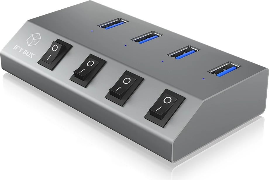 USB hub ICY BOX IB-HUB1405, 4 porta, USB 3.2 Gen 1, alumini, anthracite