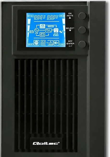 Kasë UPS Qoltec 53042, 1KVA 800W, valë e pastër sinus, LCD, USB, e zezë Kasë UPS Qoltec 53042, 1KVA 800W, valë e pastër sinus, LCD, USB, e zezë