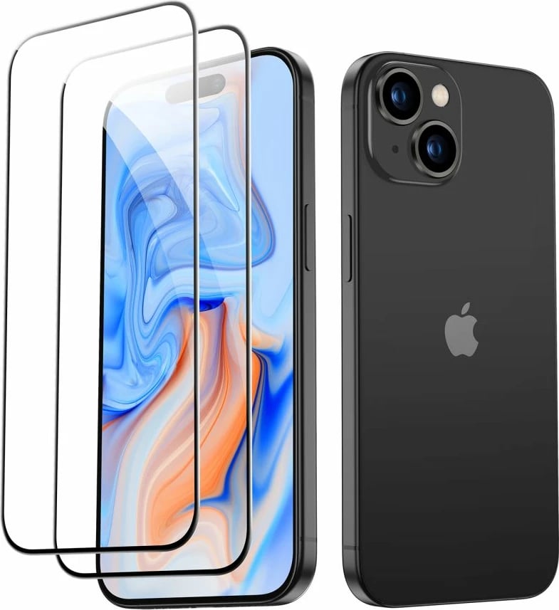 Mbrojtës xhami ESR për iPhone 15, 2 copë, i zi