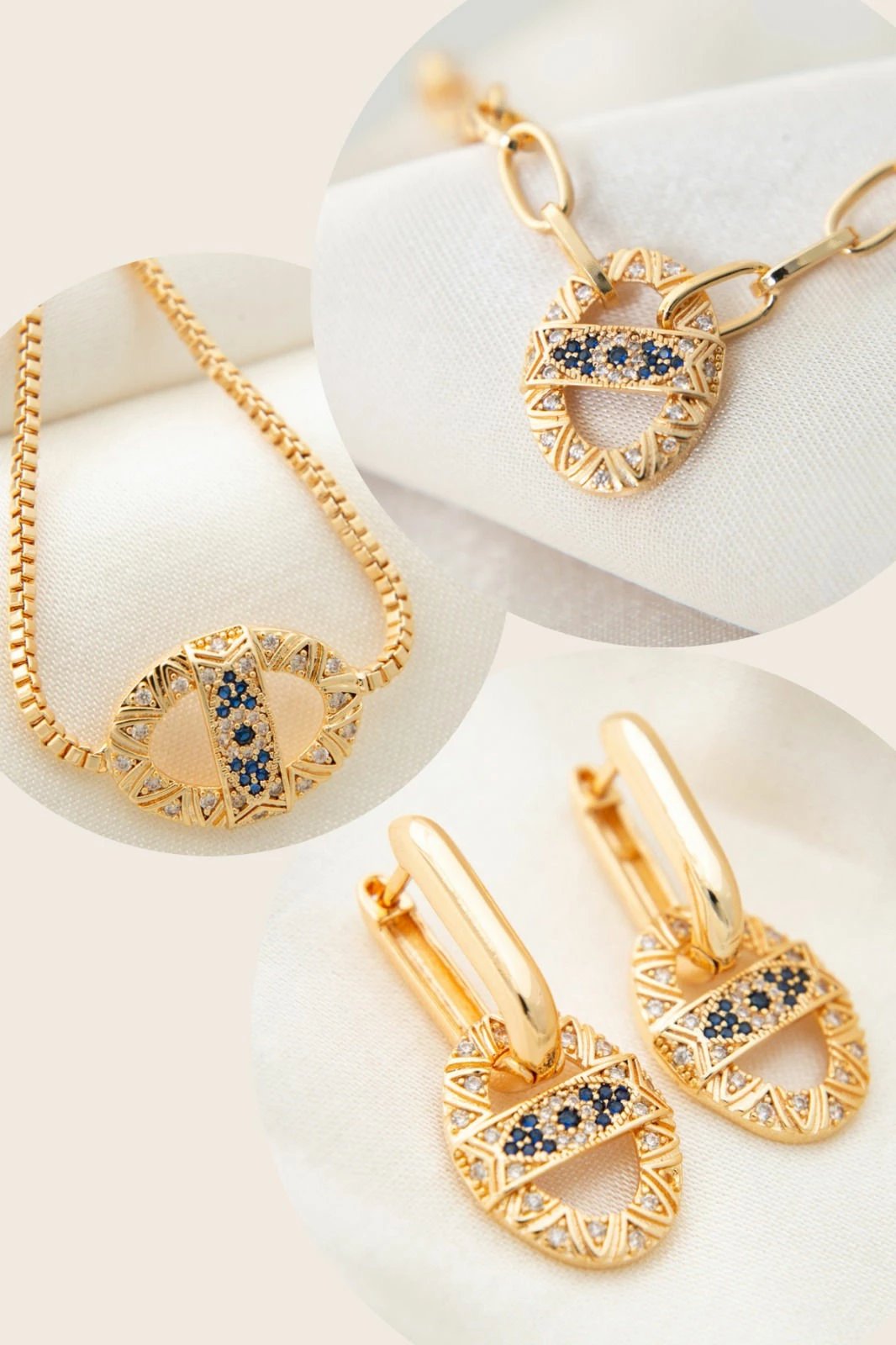 Set bizhuterie metalike, shumëngjyrëshe, Elika, CSET9409