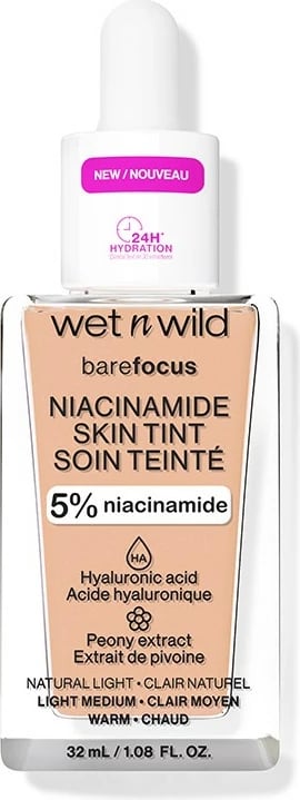 Fondatinë Wet N Wild barefocus Niacinamide Skin Tint 6090e Light Medium Warm 32ml
