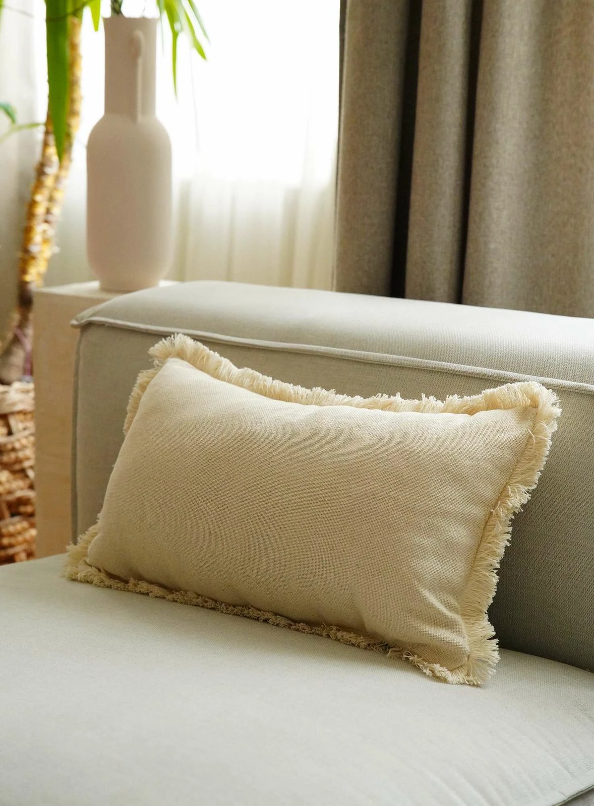 Jastëk mbulesë, 100% pambuk, ngjyrë bezhë, KET006, 30x50cm