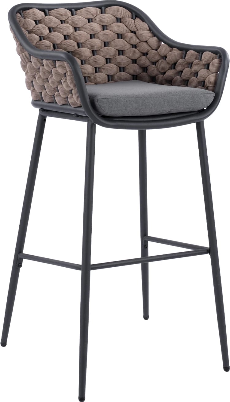 Karrige për bar me kornizë metalike dhe litar thurje bezhë FH5715 54x54x103cm