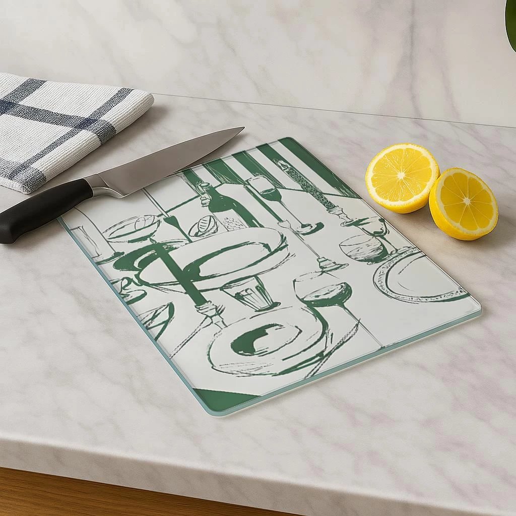 Dërrasë prerëse prej xhami të temperuar, shumëngjyrëshe, Hermia, Kes-00044, 30x40cm