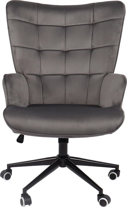 Karrige rrotulluese Lobima, kadife gri e errët, bazë e zezë, 71x68x104cm