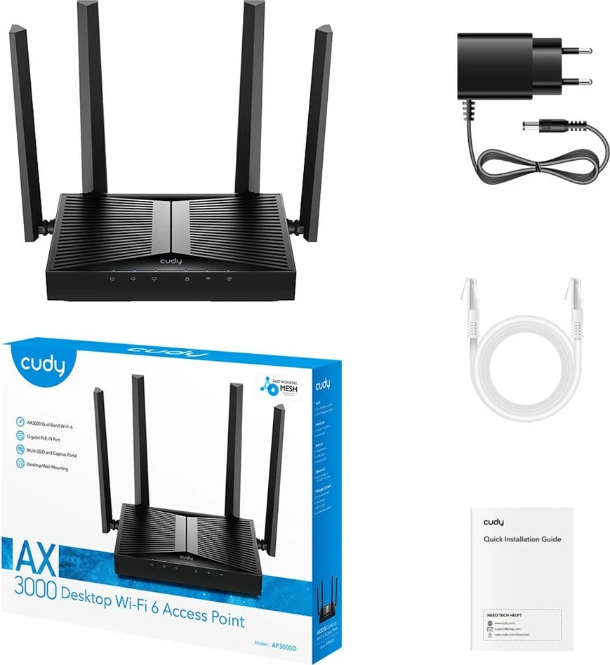 Access point CUDY AP3000D 1.0, 2402 Mbit/s, i zi
