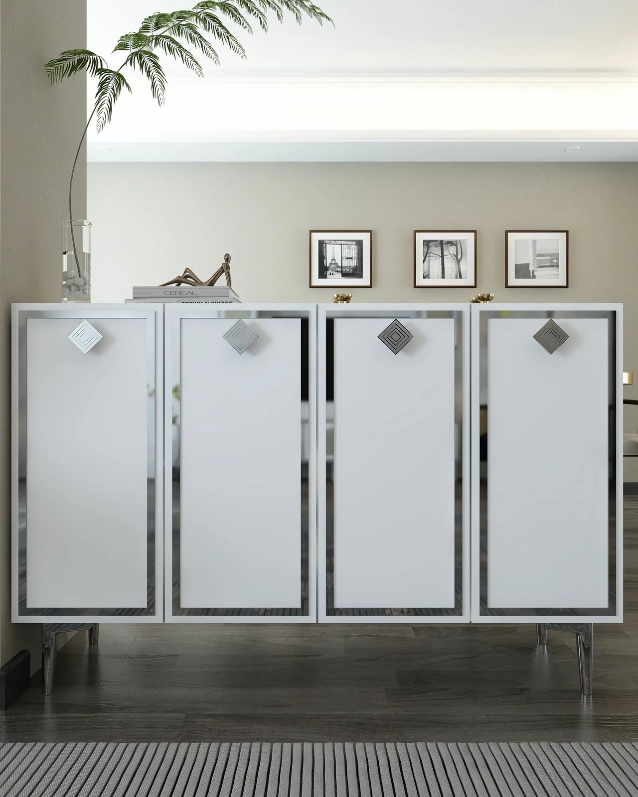 Konsol Skye Decor, 8159KM-1, e bardhë, argjend