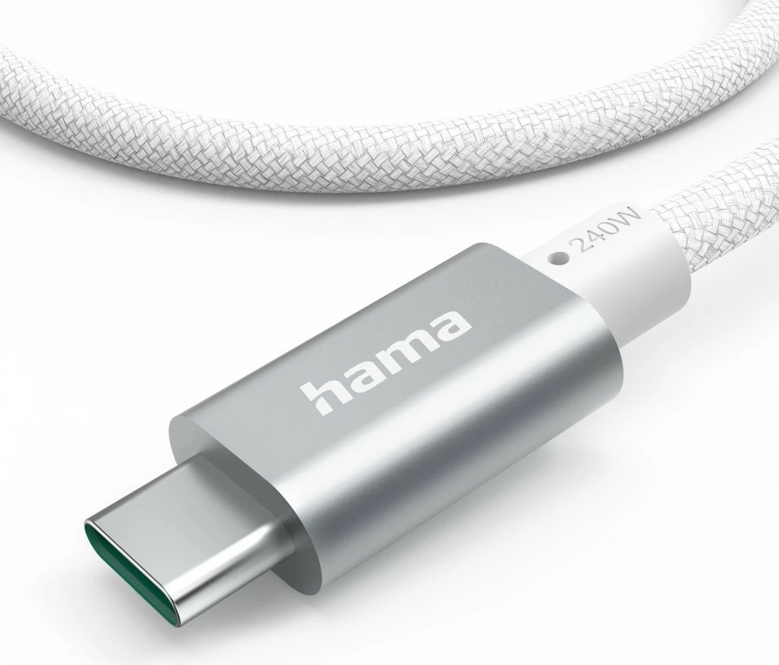 Kabllo karikimi dhe të dhënash Hama 201724, Type-C në Type-C, 240W, Bardhë