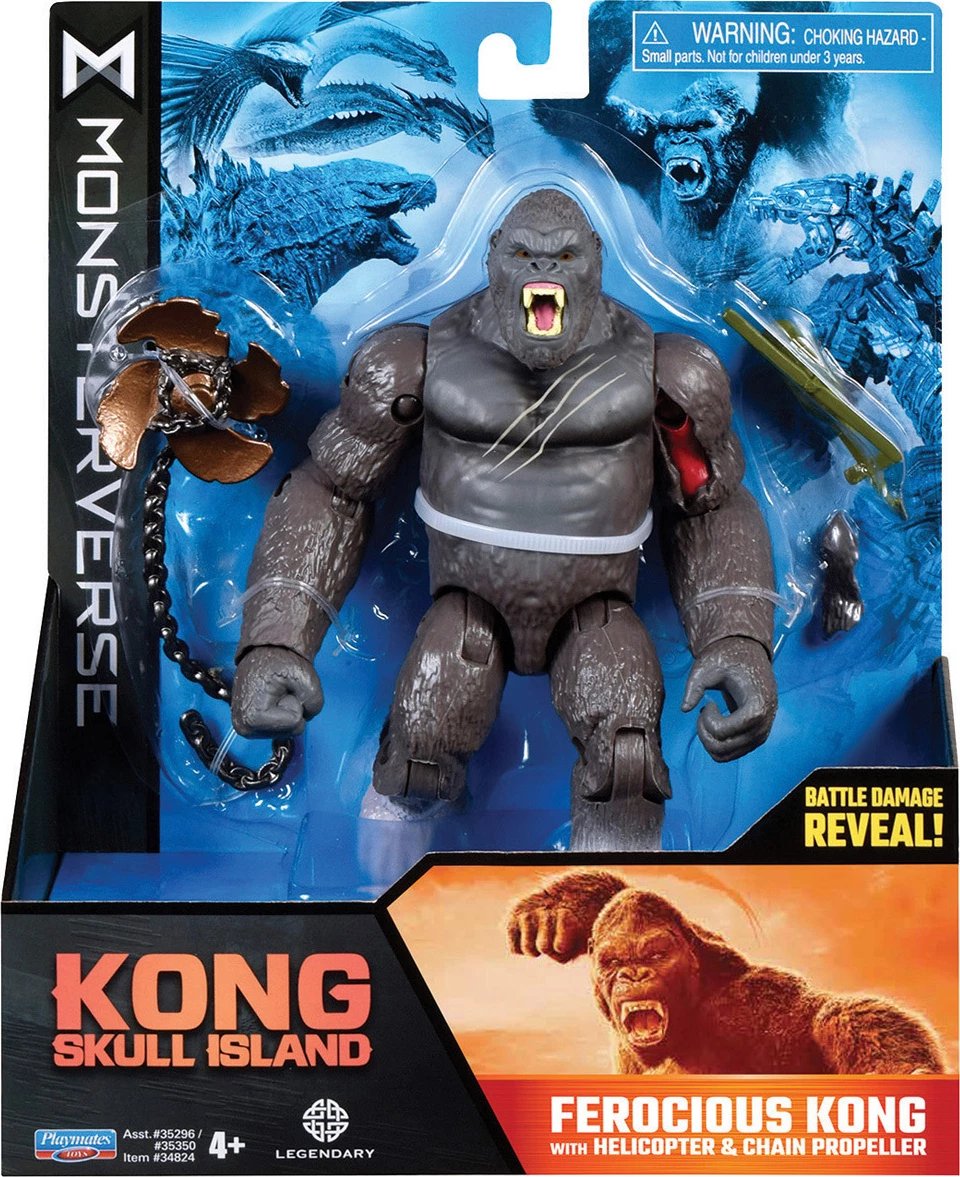 Monsterverse Kong Skull Island - Ferocious Kong 15cm Figure with Helicopter & Chain Propeller