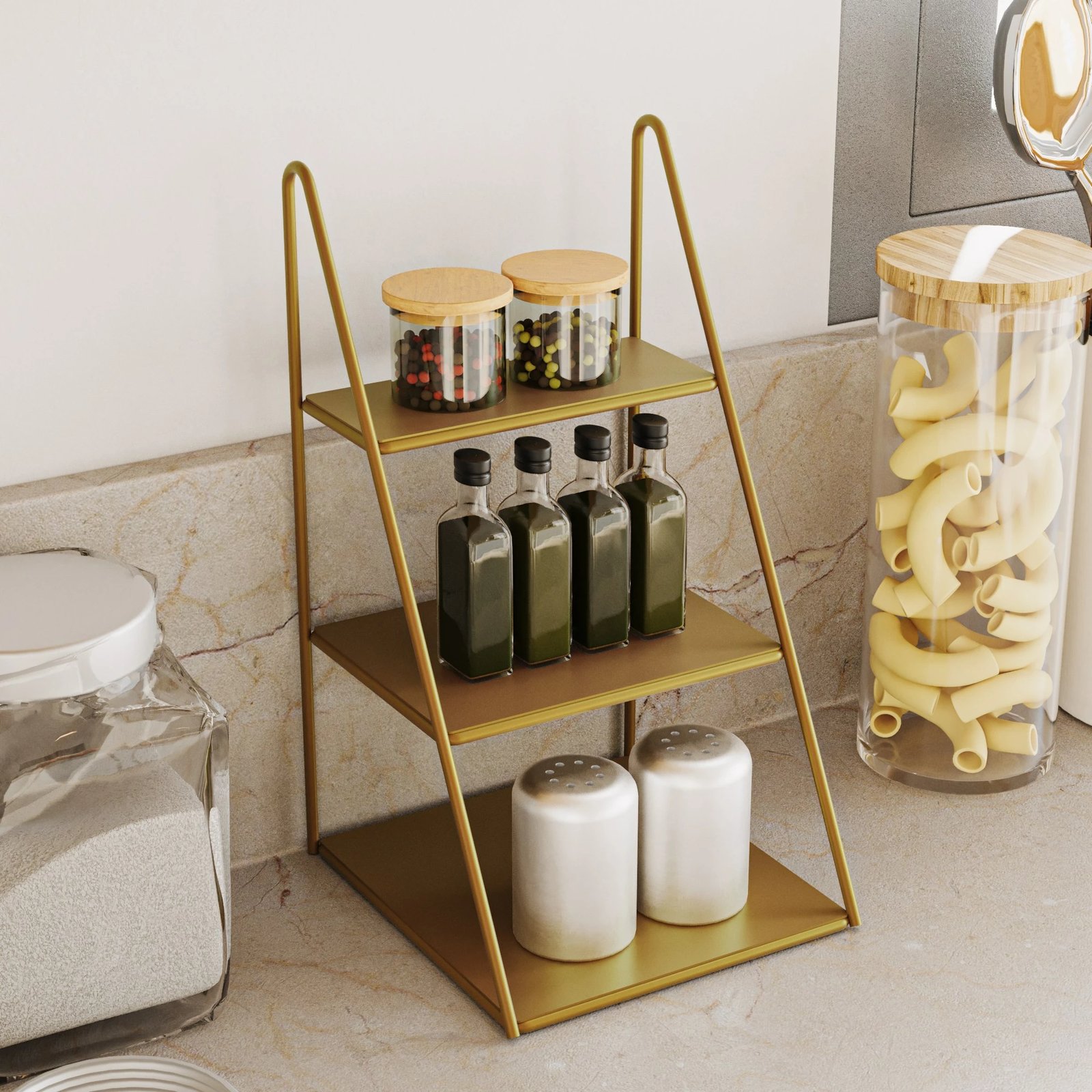 Aksesor dekorativ metalik, ngjyrë ari, Aberto Design Kalımnos-B