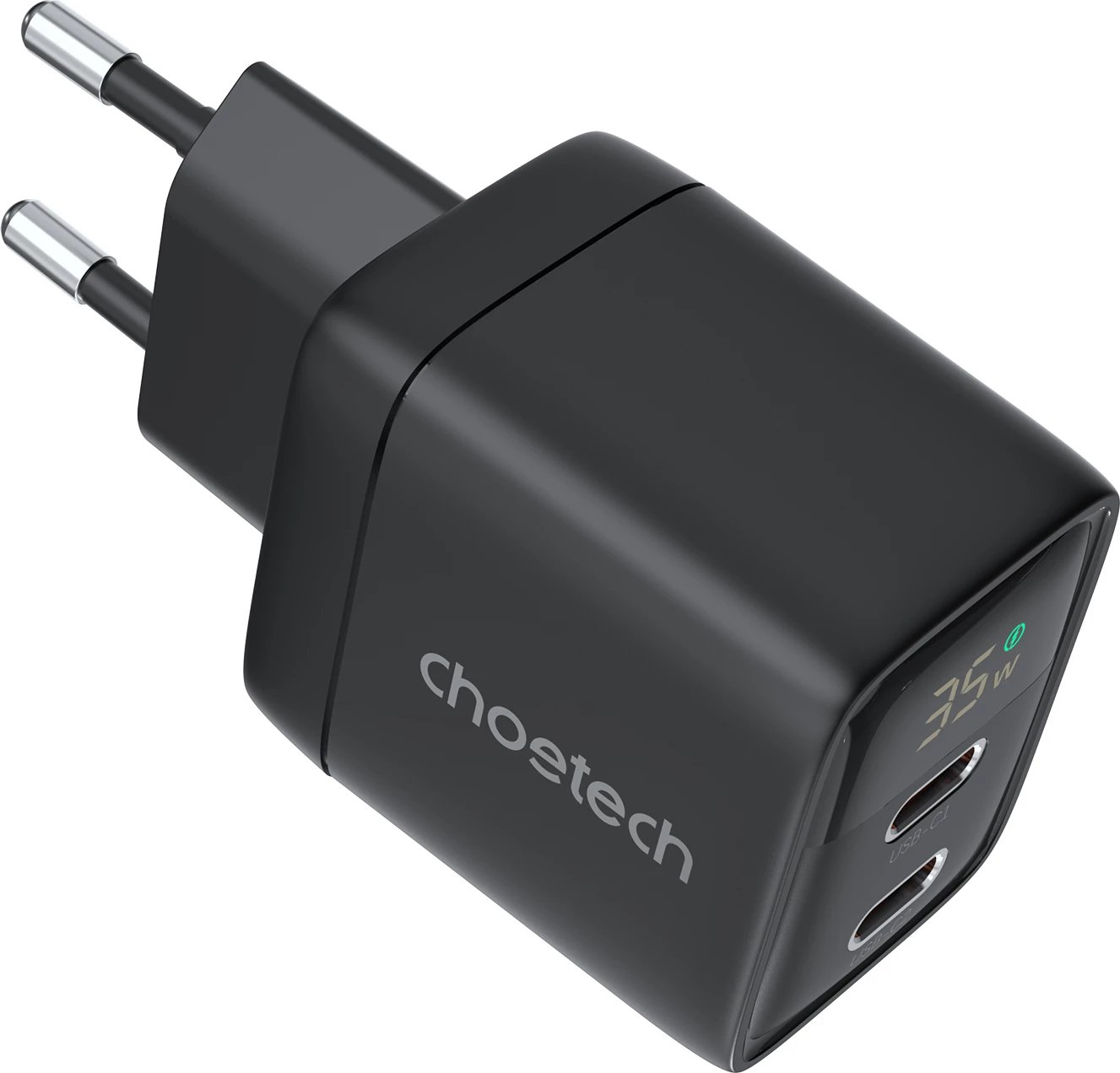 Karikues muri Choetech PD6051, 35W, 2x USB-C, me ekran, zi