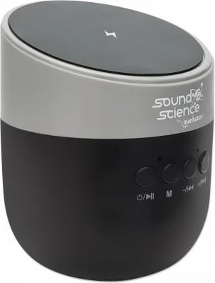 Altoparlant Bluetooth MANHATTAN Sound Science, me pad karikimi wireless, slot MicroSD, i zi/anthracite