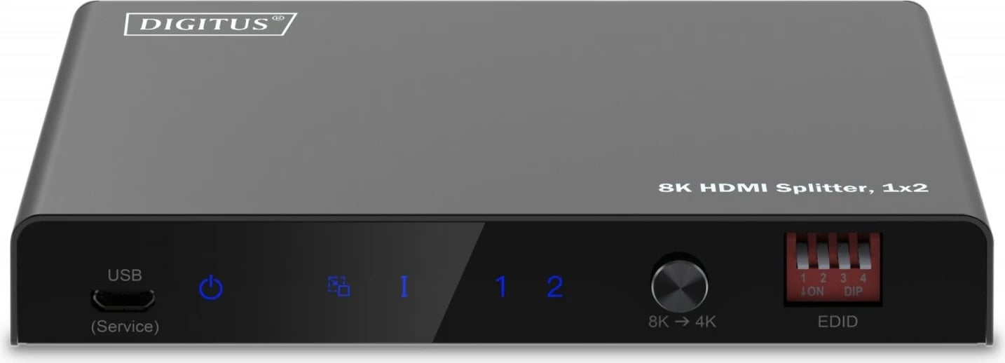Shpërndarës HDMI Digitus DS-55339, 1x2, 8K/60Hz, HDR, 48 Gbps, Toslink/Stereo, i zi