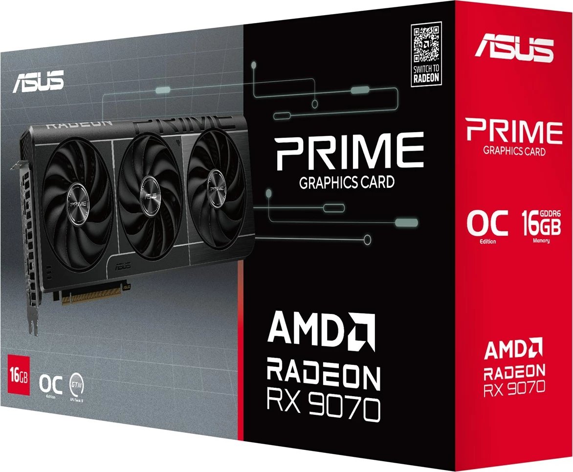 Kartelë grafike ASUS Prime RX9070-O16G-EVO, 16 GB GDDR6, e zezë