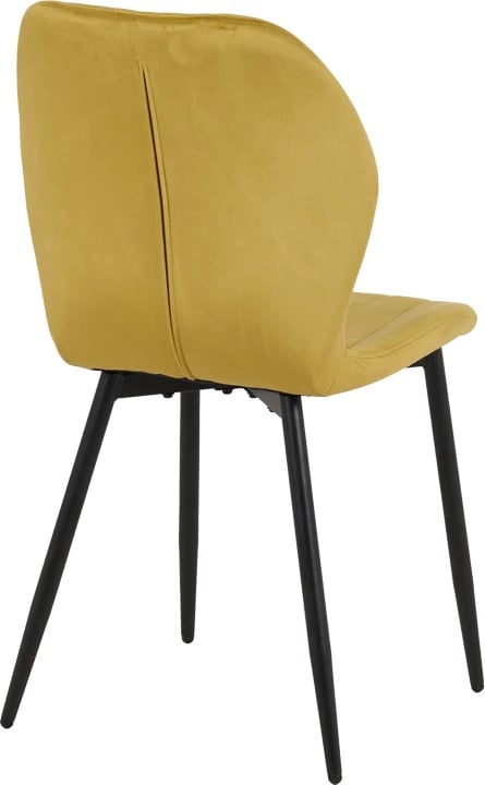 Karrige Jelour kadife, ngjyrë e verdhë, këmbë metalike të zeza, set prej 4 copash, 46.5x60x84cm