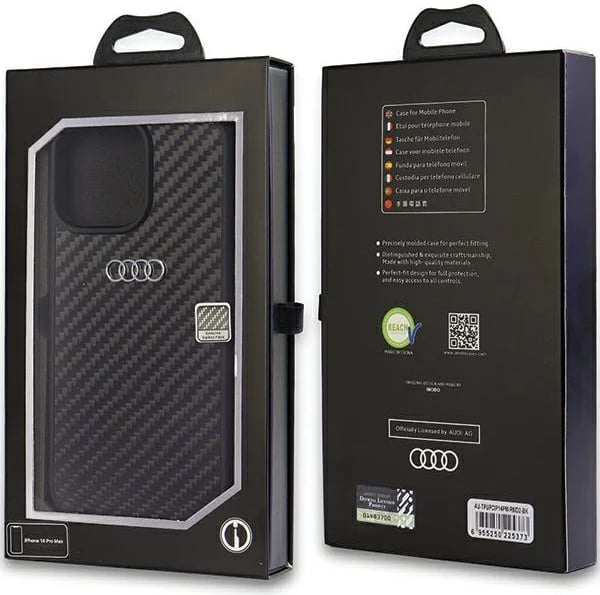 Mbështjellës Audi Carbon Fiber për iPhone 14 Pro Max 6.7", i zi