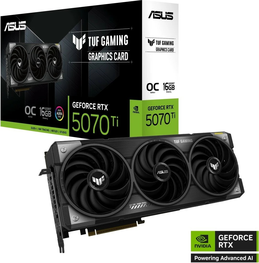 Kartelë grafike Asus GeForce RTX 5070 Ti TUF Gaming OC, 16GB GDDR7, 256-bit, e zezë