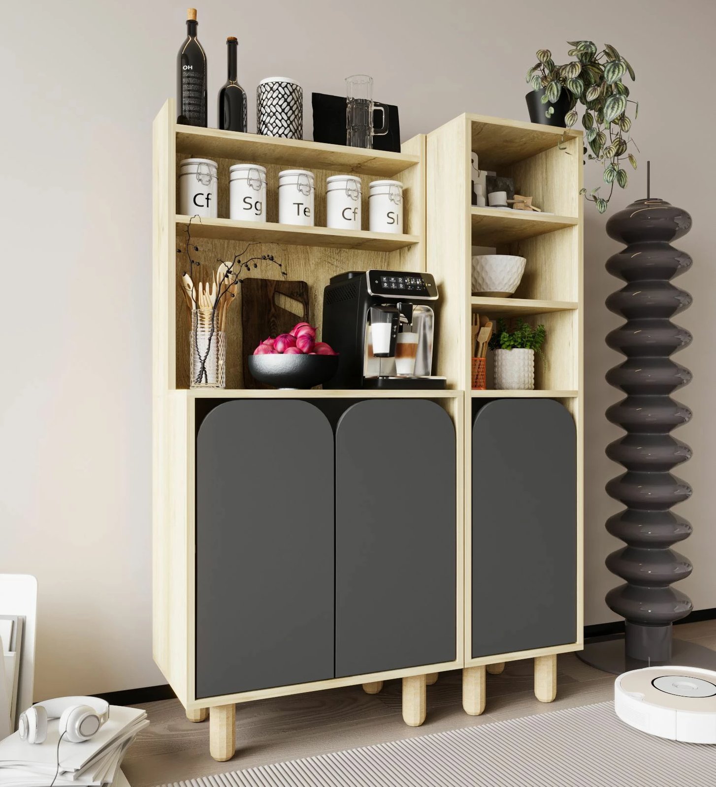 Dollap multifunksional Skye Decor, Parma 3, ngjyrë lis safir, antracit