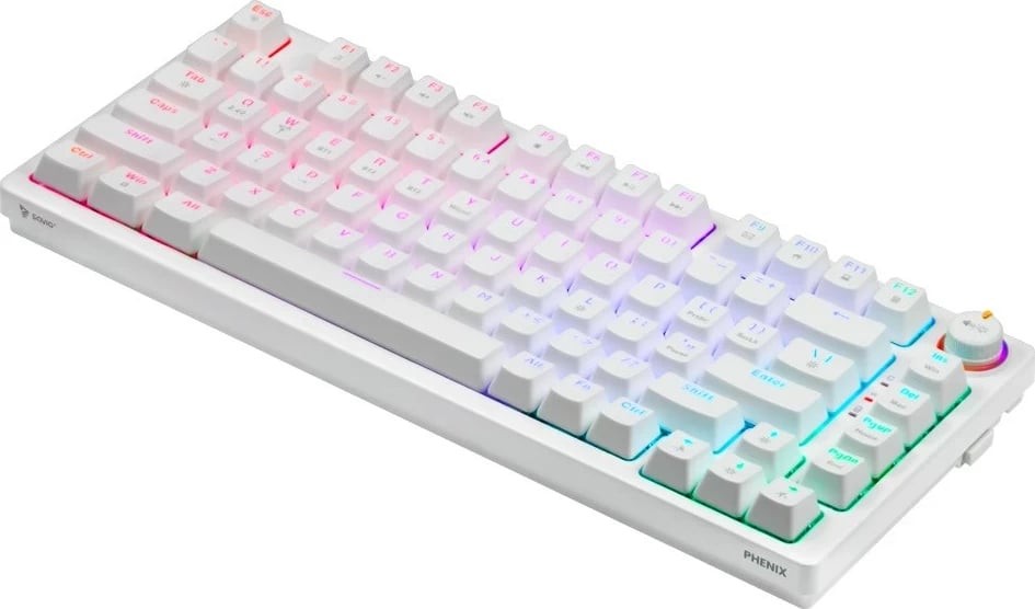 Tastierë gaming SAVIO Phenix White GAT RED, Bluetooth, QWERTY, RGB LED, e bardhë