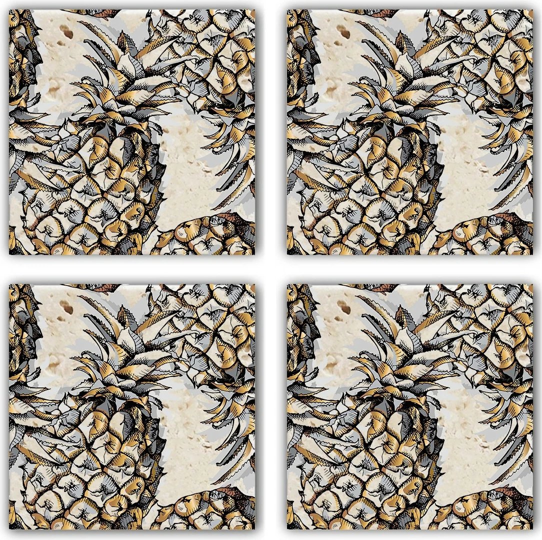 Set 4 copë nënshtrues gotash prej guri natyral, Hermia, TBA575441668