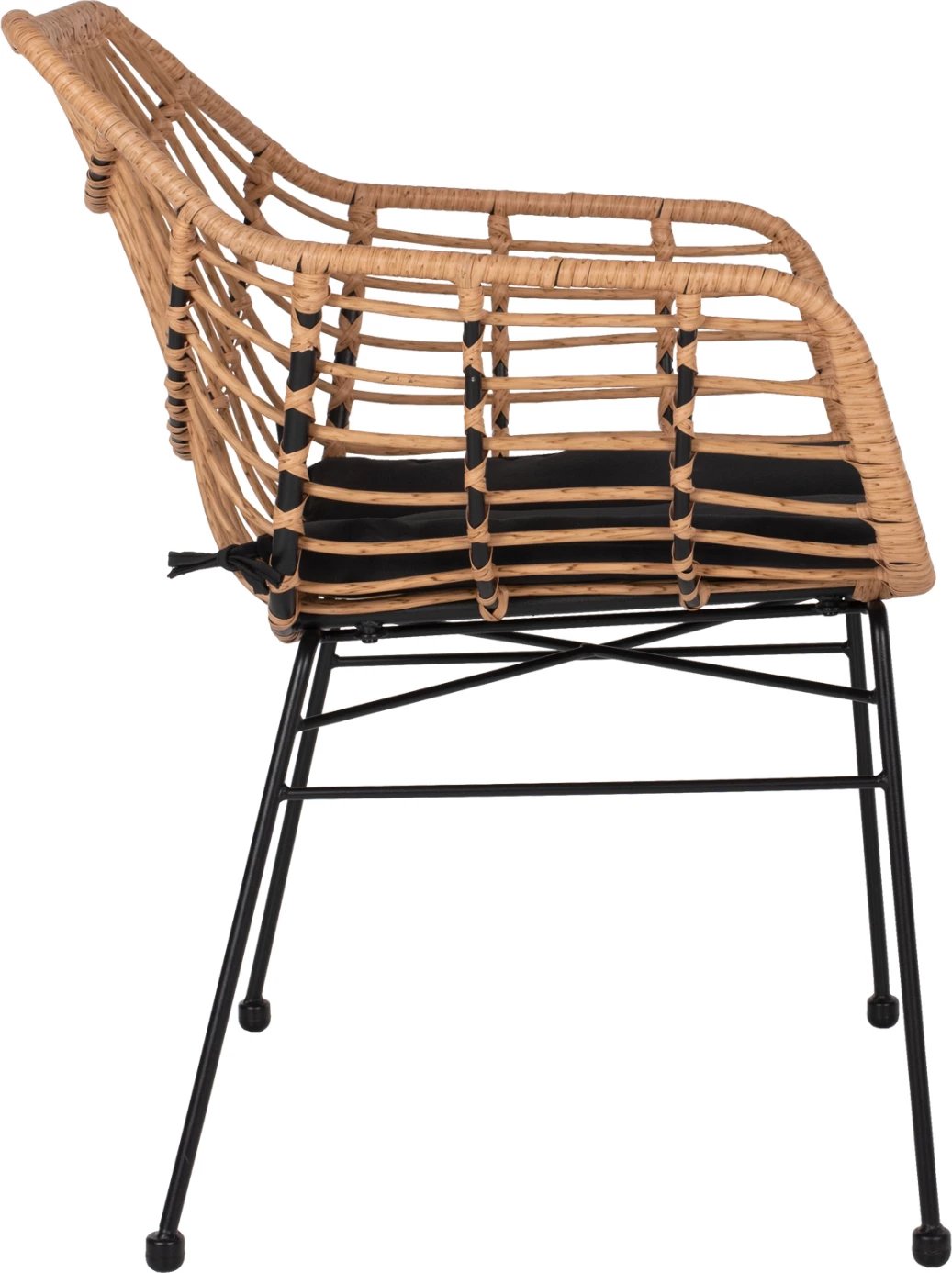 Karrige profesionale, metal i zi, rattan bezhë & jastëk, FH5864.01, 58.5x60.5x80 cm