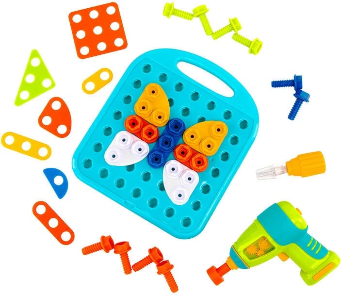Set ndërtimi edukativ Learning Resources Design & Drill Shapes Workshop EI-4107 për fëmijë, shumëngjyrësh