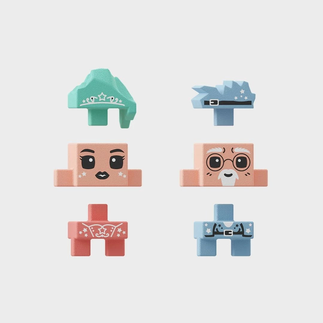 Set lodrash ndërtimi Marioinex Waffle Mini Blocks Magic Tower, 80 elemente, me figurina, për vajza