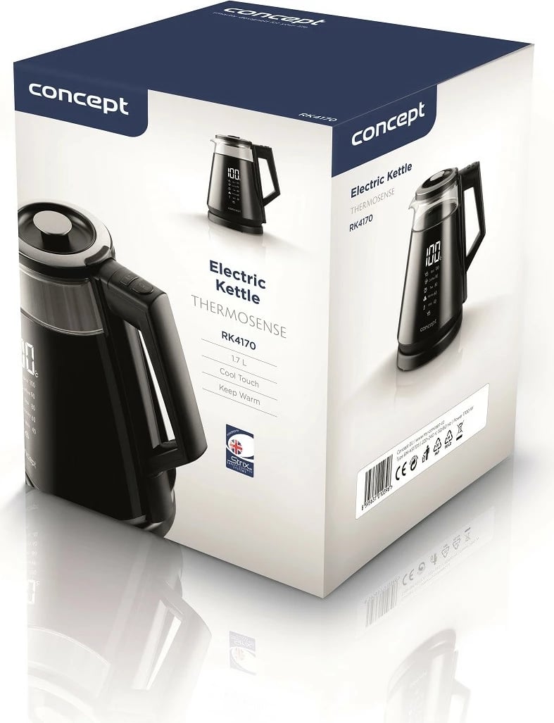 Ibrik elektrik Concept RK4170, 1.7L, xham, me ekran dixhital, i zi