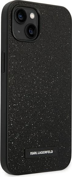 Mbështjellës Karl Lagerfeld KLHCP14MG2ELK për iPhone 14 Plus 6.7", Glitter Plaque Logo, i zi