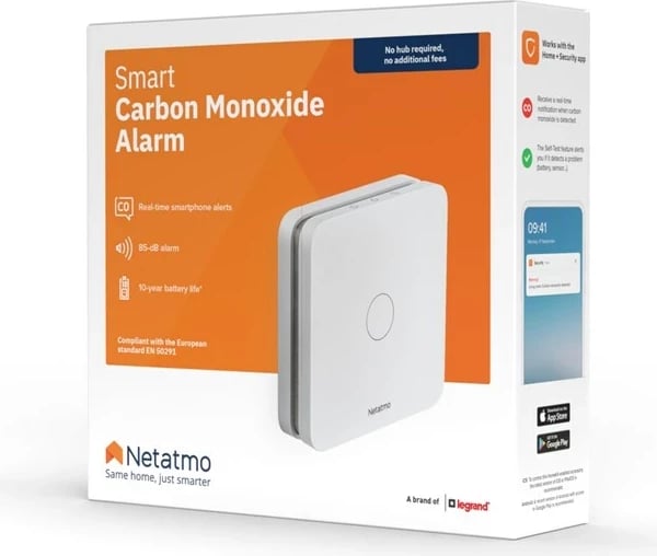 Alarm i mençur për monoksid karboni Netatmo, i bardhë