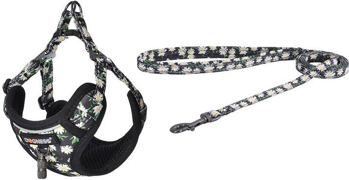 Set për shëtitje për qen Dogness DOG SET DAISY, rrip 1.5m + harness, shumëngjyrësh