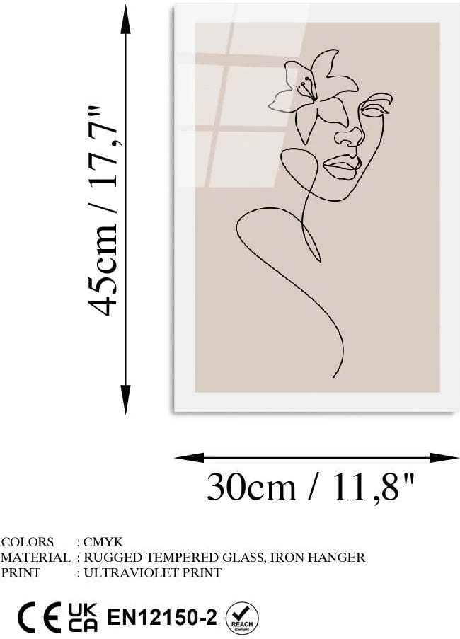 Pikturë dekorative prej xhami të temperuar, Wallity, UV-1036, 30x45cm