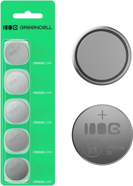 Bateri buton, Green Cell, X5CR2032, CR2032 3V 220mAh litium, set 5 copë