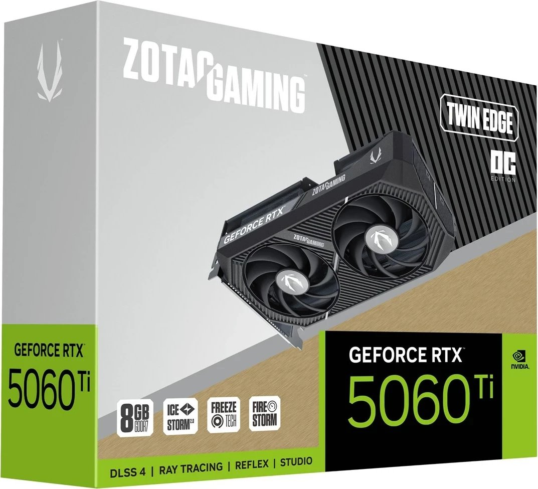 Kartë grafike ZOTAC GAMING GeForce RTX 5060 Ti Twin Edge OC, 8 GB GDDR7, e zezë