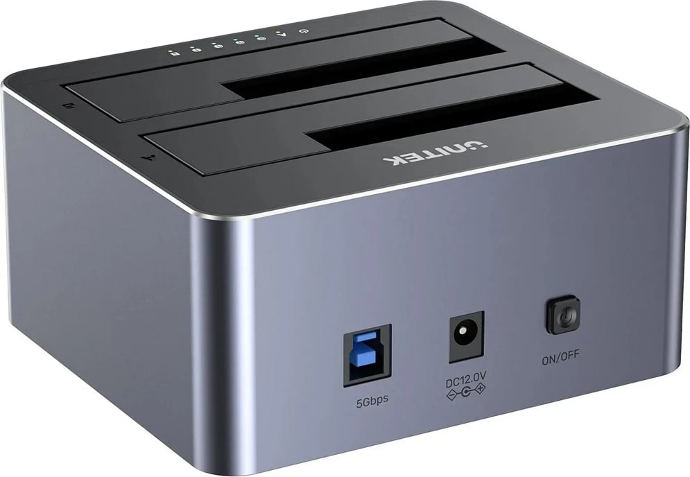 Stacion klonimi UNITEK, 2x SATA 2.5"/3.5", USB 5GB, Gri