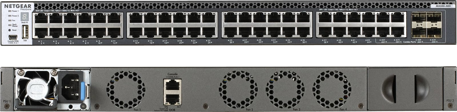 Switch rrjeti NETGEAR M4300-48X, 48 porte 10G, 2 SFP+, rack 1U, gri