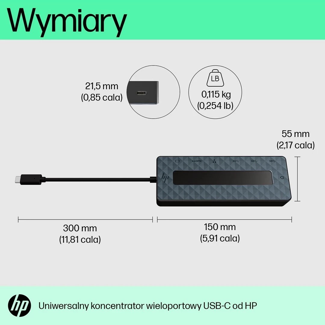 Hub HP universal, Ethernet LAN, 7 porte, USB-C, i zi
