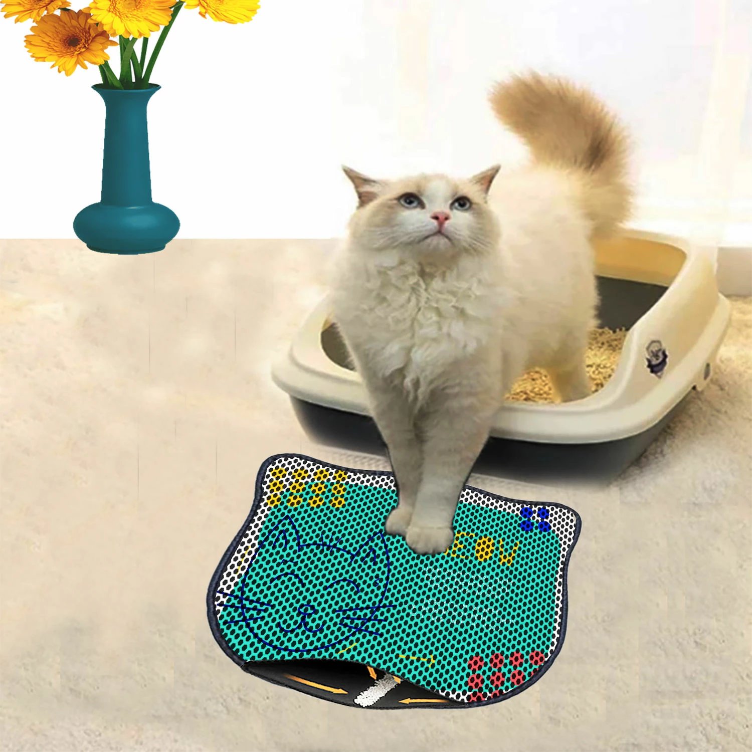 Tapet për rërë mace, shumëngjyrësh, Paws & Whiskers, Kdkafa0220, 40x50cm