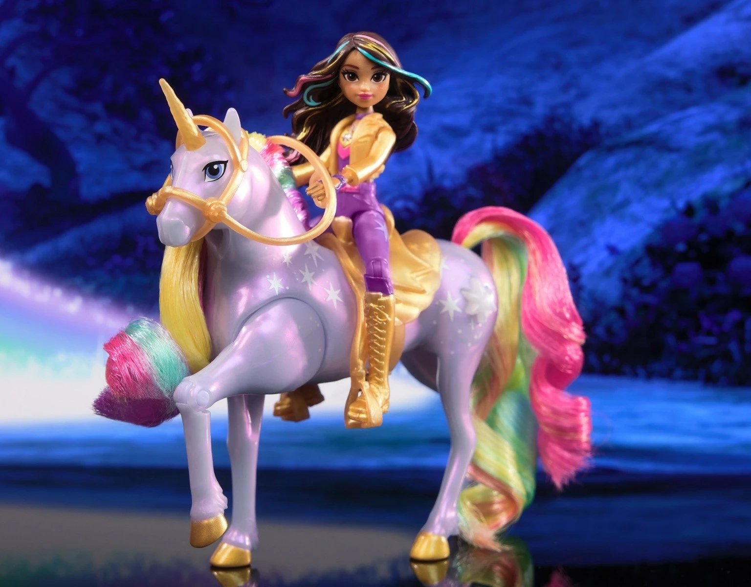 Set lodrash Unicorn Academy Spin Master Sophia dhe Wildstar me efekte drite, për vajza