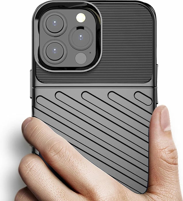 Mbështjellës Hurtel Thunder Case për iPhone 13 Pro Max, TPU, i zi