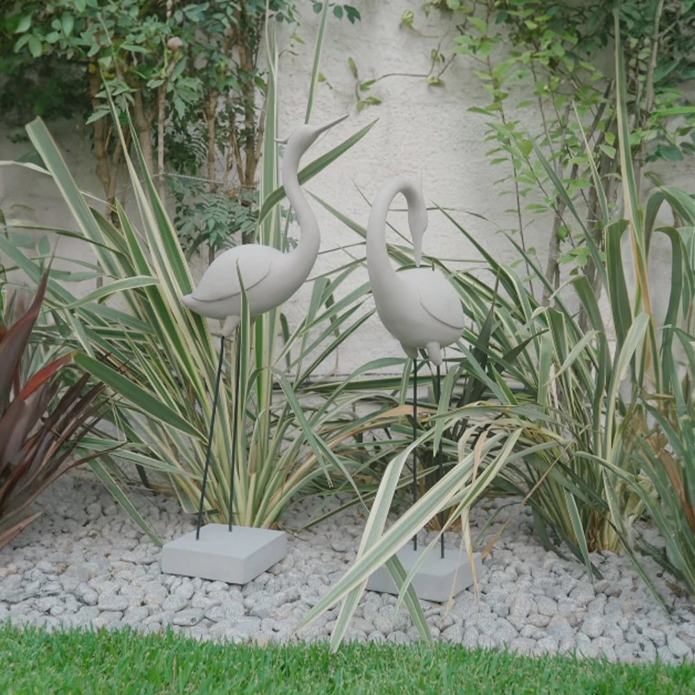 Set dekorativ flamingo çift, gur i përpunuar, bezhë, 41x26x116, 2 copë