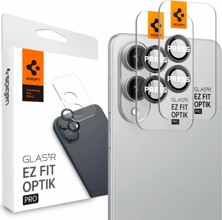 Mbrojtës xhami për kamerë, Spigen Optik Pro GLAS.TR "Ez Fit", për Samsung Galaxy S25 Edge, 2 copë, Zi