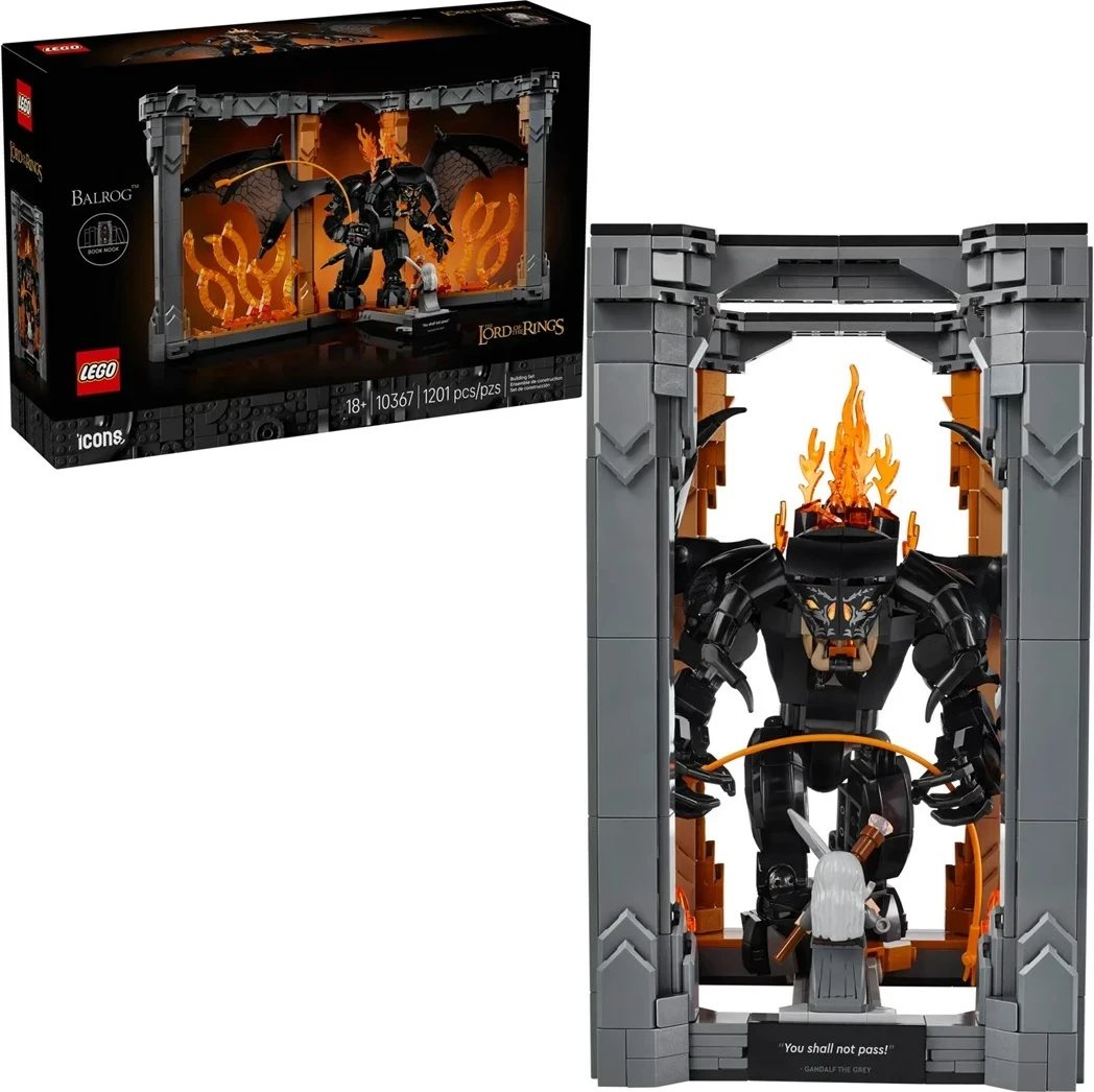 Set LEGO ICONS Lord of the Rings Balrog Book Nook, 10367, për të rritur, 1 minifigurë