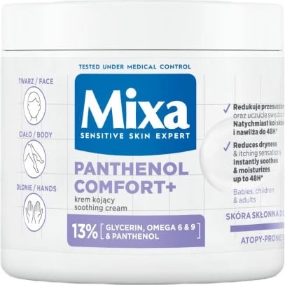 Krem për fytyrë, duar dhe trup MIXA Panthenol Comfort+ Soothing Protective 400ml