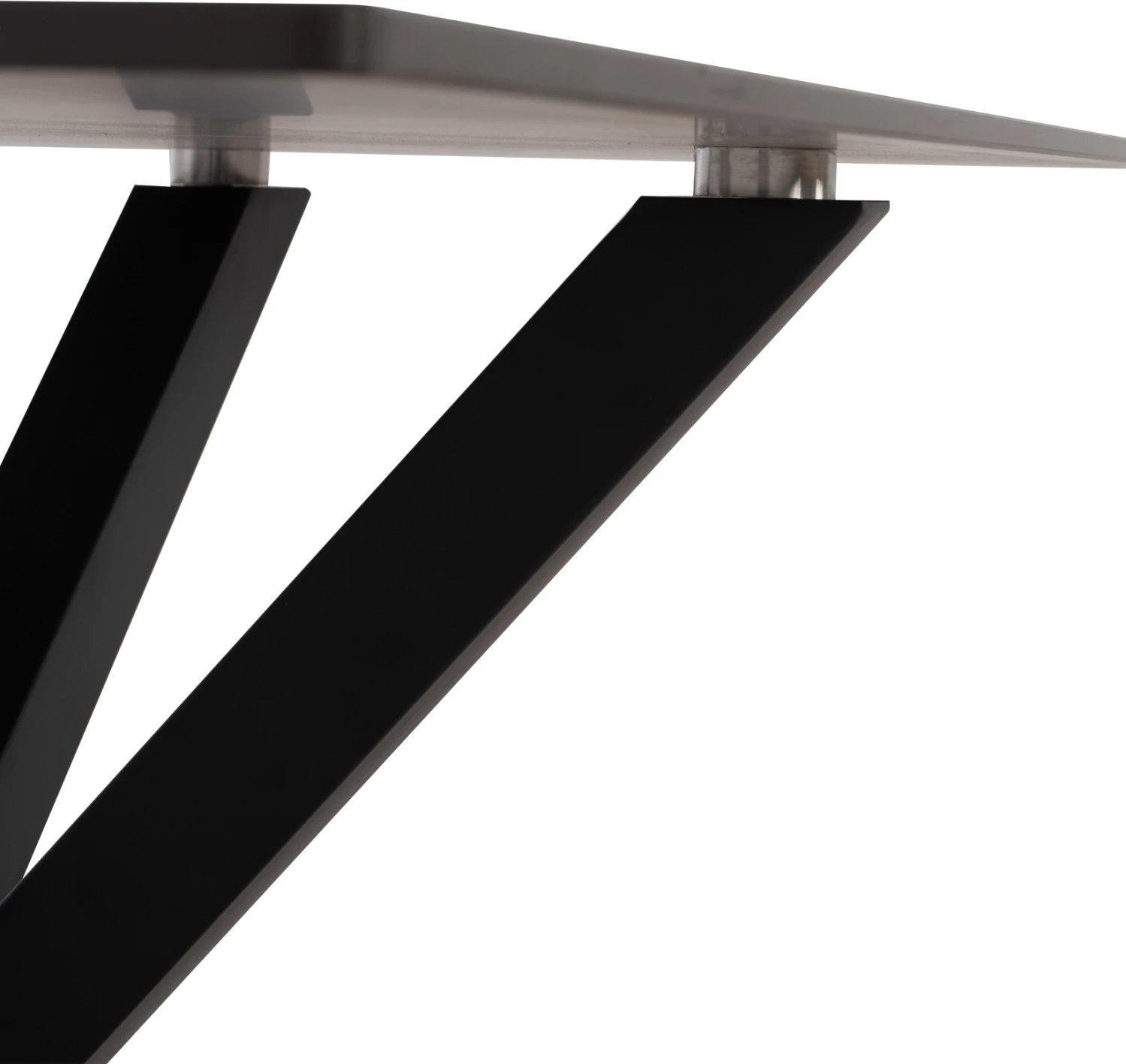 Tavolinë për ngrënie, gur i sinteruar, këmbë metali të zeza, 160x90x75 cm