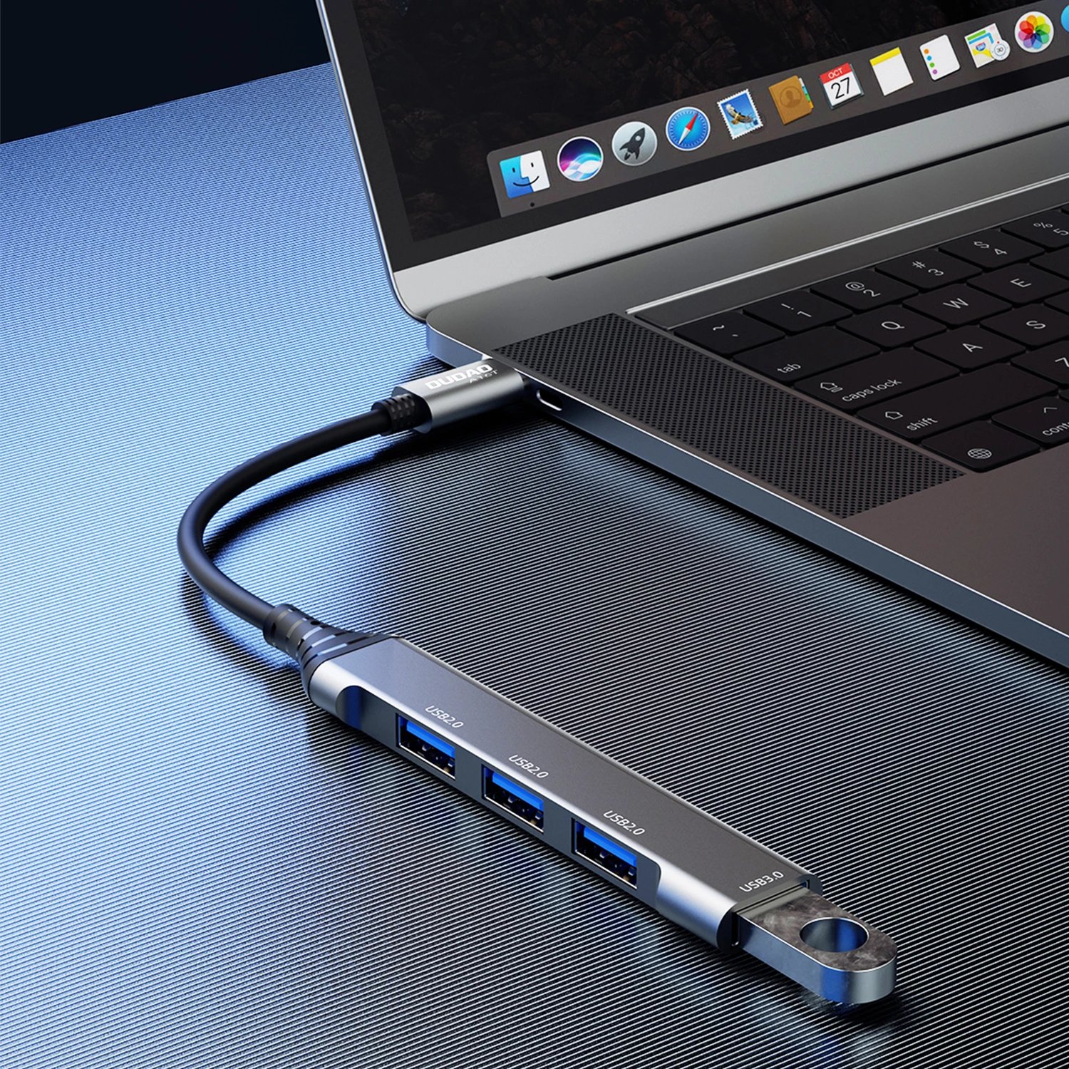 HUB Dudao A16T, 4x USB-A (3x USB2.0, 1x USB3.0), USB-C, 6.3cm, zi