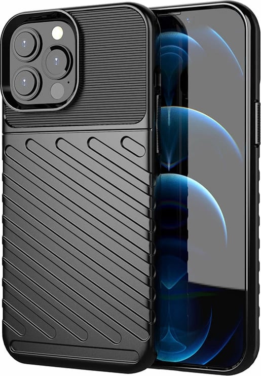 Mbështjellës Hurtel Thunder Case për iPhone 13 Pro Max, TPU, i zi
