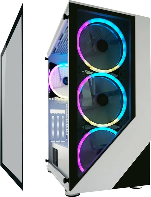 Kasë LC-Power Gaming 803W RGB, Midi Tower, xham i temperuar, e zezë/e bardhë Kasë LC-Power Gaming 803W RGB, Midi Tower, xham i temperuar, e zezë/e bardhë