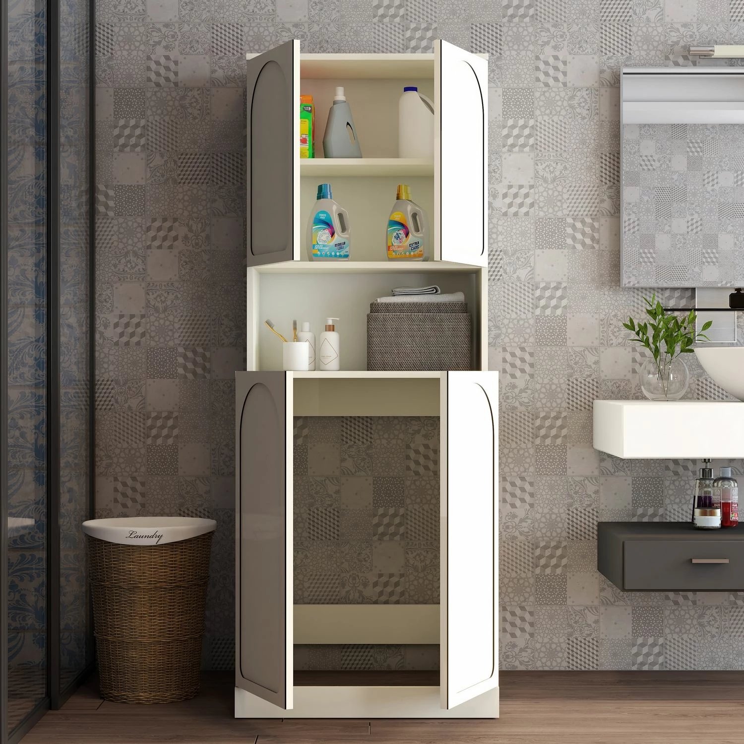 Dollap për lavatriçe, krem, Skye Decor Lyon 73