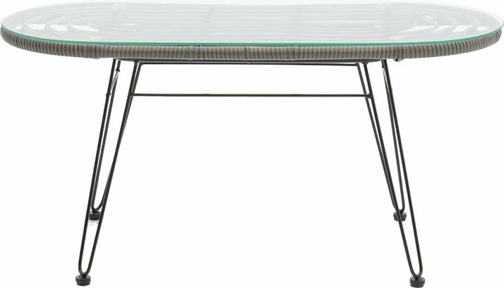 Tavolinë Naoki metalike, ngjyrë e zezë-gri, xham 100x45x46cm